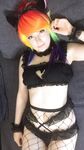 Lealolly black lingerie rainbow kitty