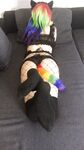 Lealolly black lingerie rainbow kitty