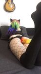 Lealolly black lingerie rainbow kitty