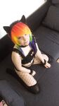 Lealolly black lingerie rainbow kitty
