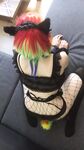 Lealolly black lingerie rainbow kitty