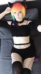 Lealolly black lingerie rainbow kitty