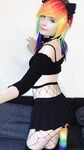 Lealolly black lingerie rainbow kitty